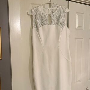 Cache White Embellished Mini Dress